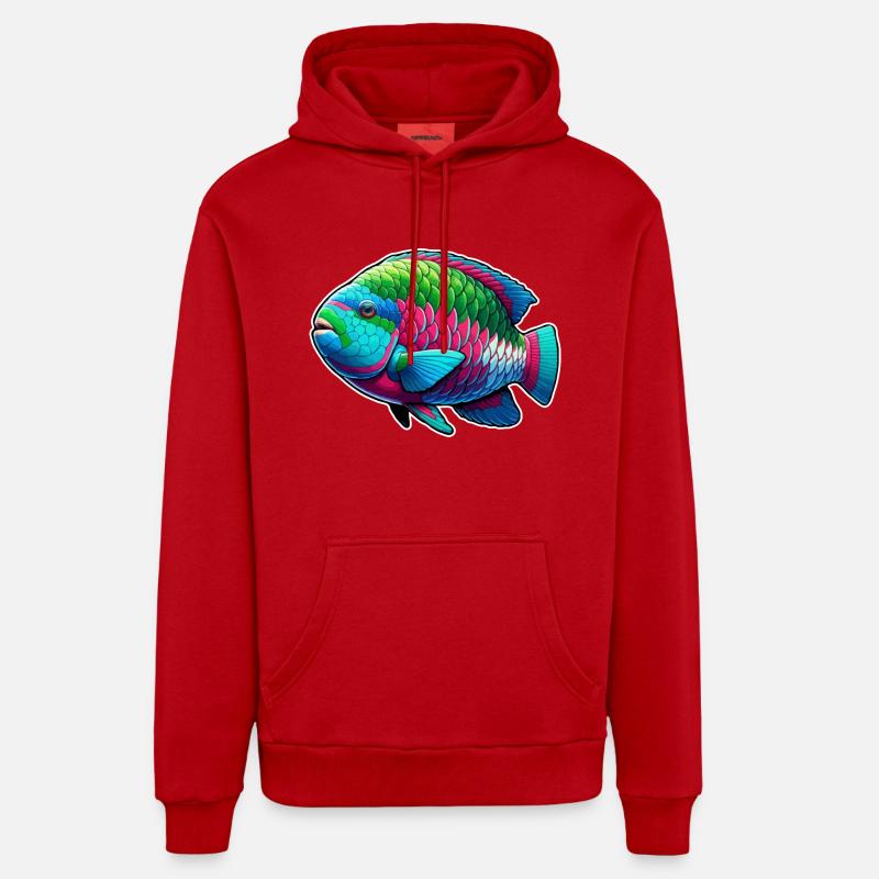 Poisson-perroquet Poisson perroquet mignon - Sweat à capuche bio décontracté fabriqué en UE - rouge