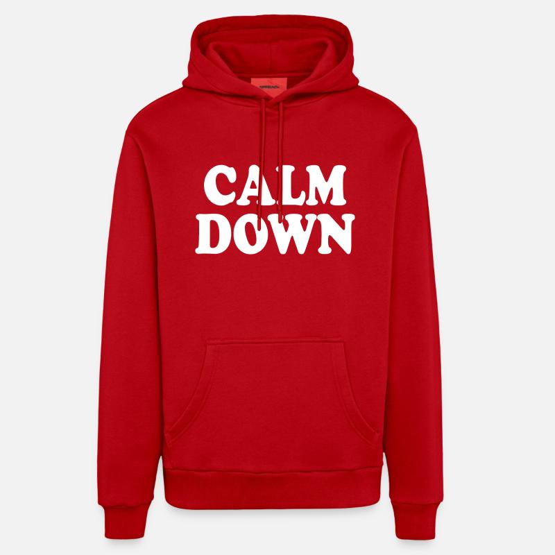 Calm down - Sweat à capuche bio décontracté fabriqué en UE - rouge