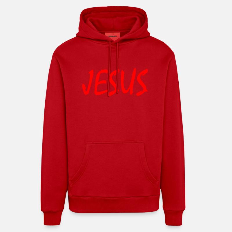 Jesus - Sweat à capuche bio décontracté fabriqué en UE - rouge