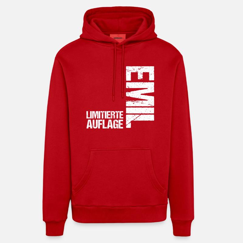 Emil - Sweat à capuche bio décontracté fabriqué en UE - rouge