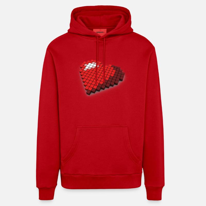 8 Bit Pixel Coeur - Sweat à capuche bio décontracté fabriqué en UE - rouge