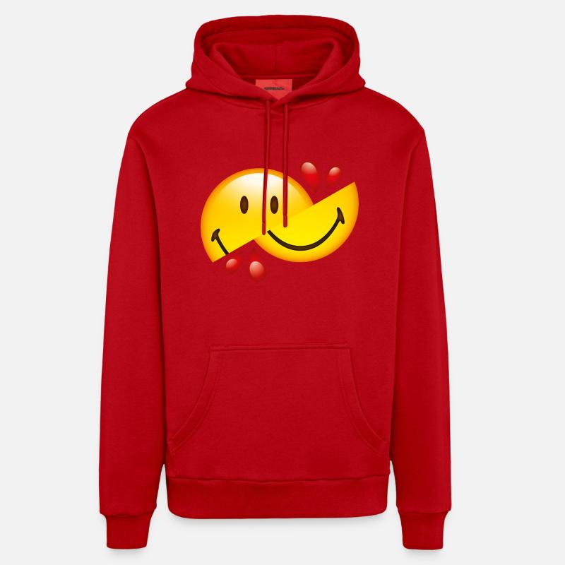 Smiley Glossy Cut in Half - Sweat à capuche bio décontracté fabriqué en UE - rouge