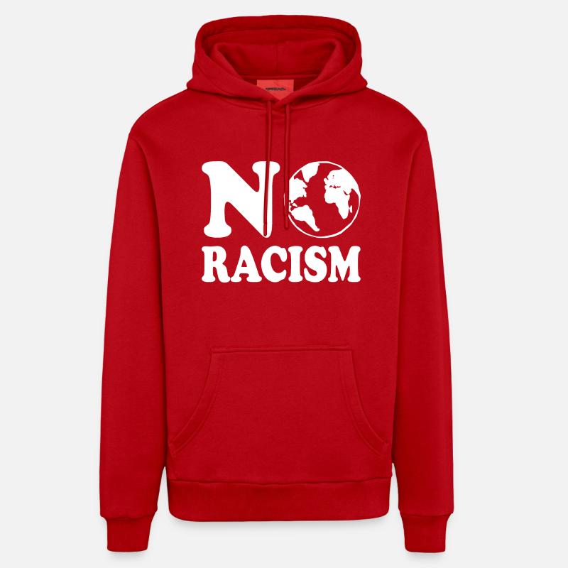 No racism - Sweat à capuche bio décontracté fabriqué en UE - rouge