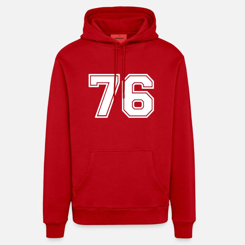 76 - Sweat à capuche bio décontracté fabriqué en UE - rouge