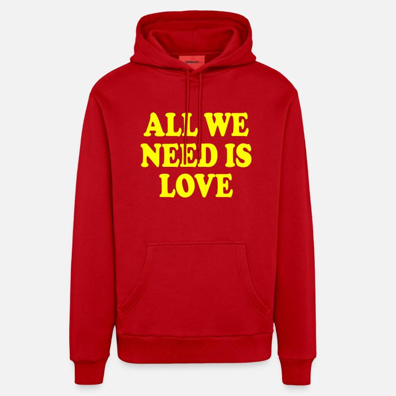 all we need is love - Sweat à capuche bio décontracté fabriqué en UE - rouge