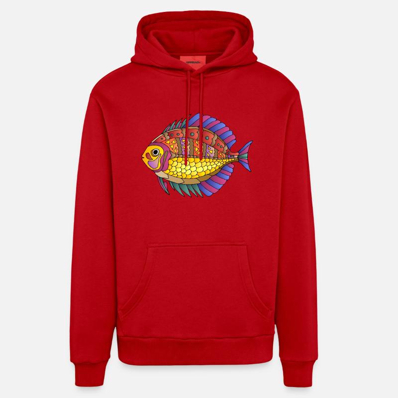 Poisson - Sweat à capuche bio décontracté fabriqué en UE - rouge