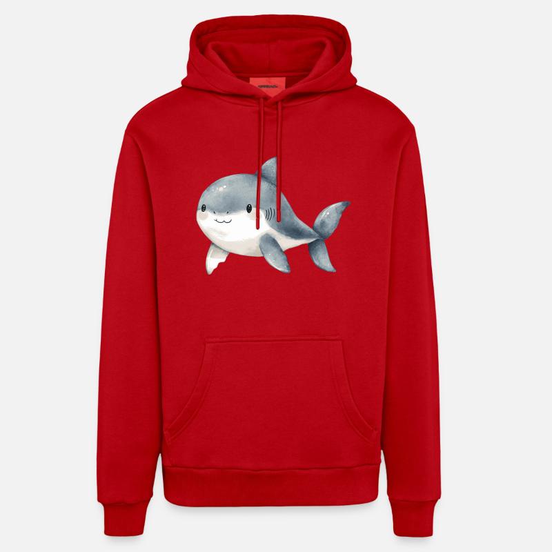 petit requin - Sweat à capuche bio décontracté fabriqué en UE - rouge