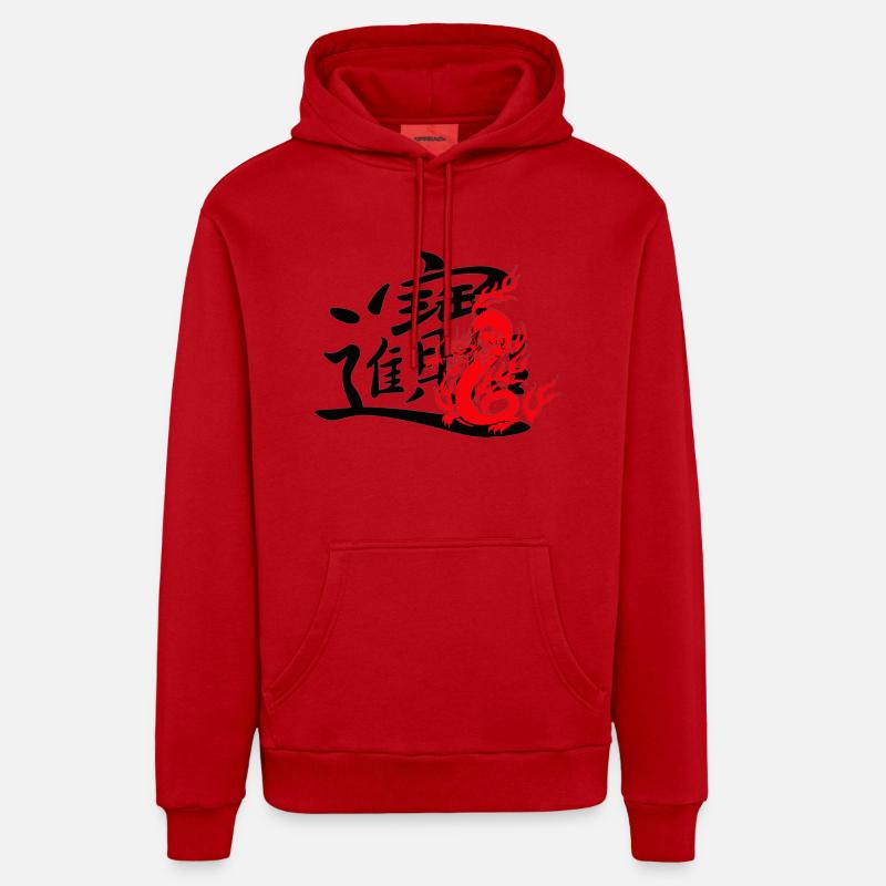 drache - Sweat à capuche bio décontracté fabriqué en UE - rouge