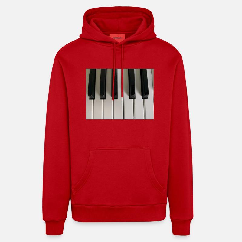 clés de piano - Sweat à capuche bio décontracté fabriqué en UE - rouge