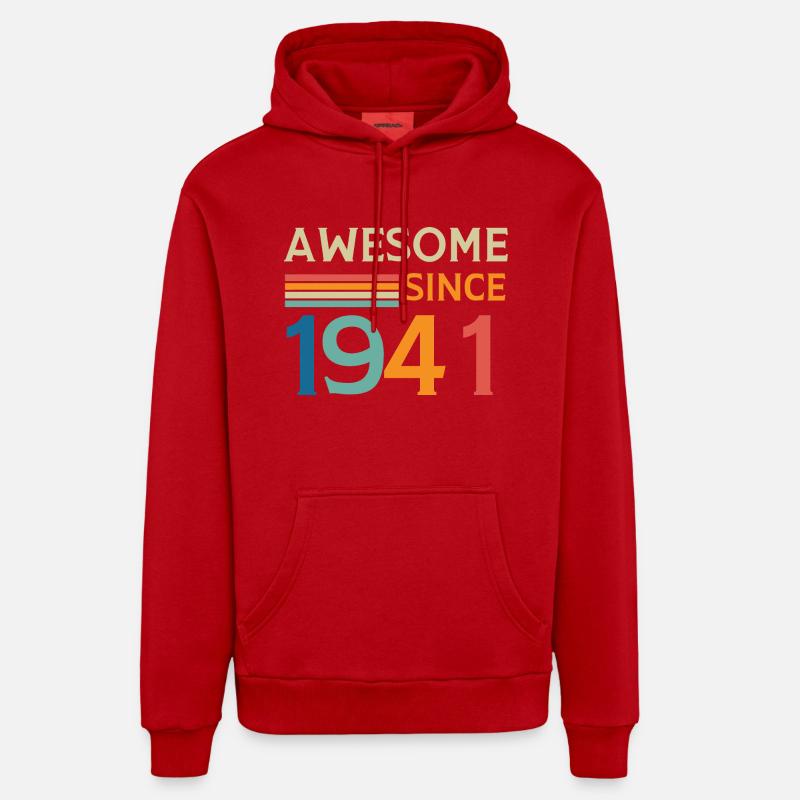 Awesome since 1941 - Sweat à capuche bio décontracté fabriqué en UE - rouge