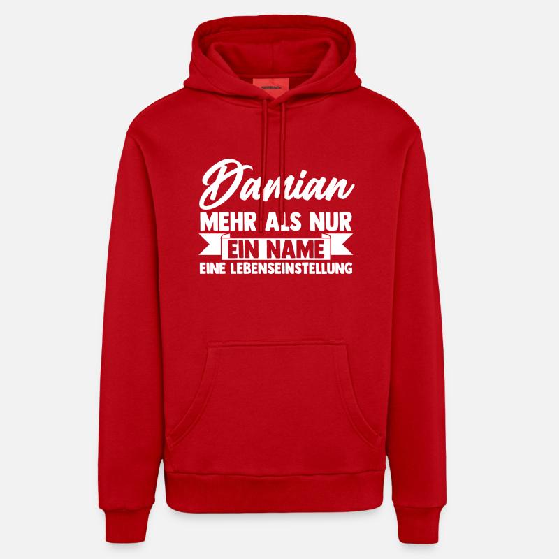 Prénom Damian - Sweat à capuche bio décontracté fabriqué en UE - rouge