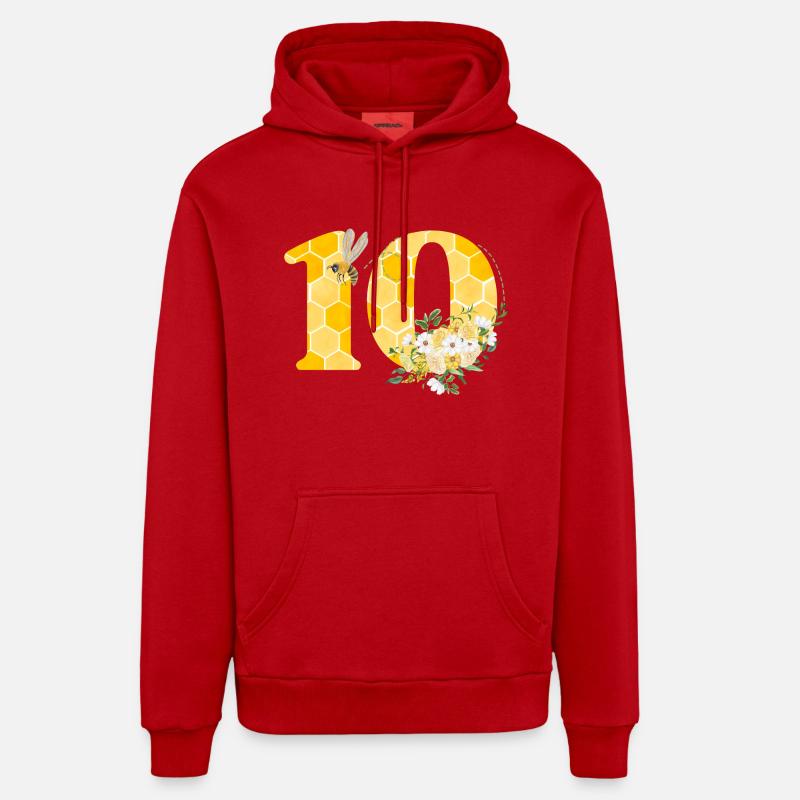 10e anniversaire abeille - Sweat à capuche bio décontracté fabriqué en UE - rouge