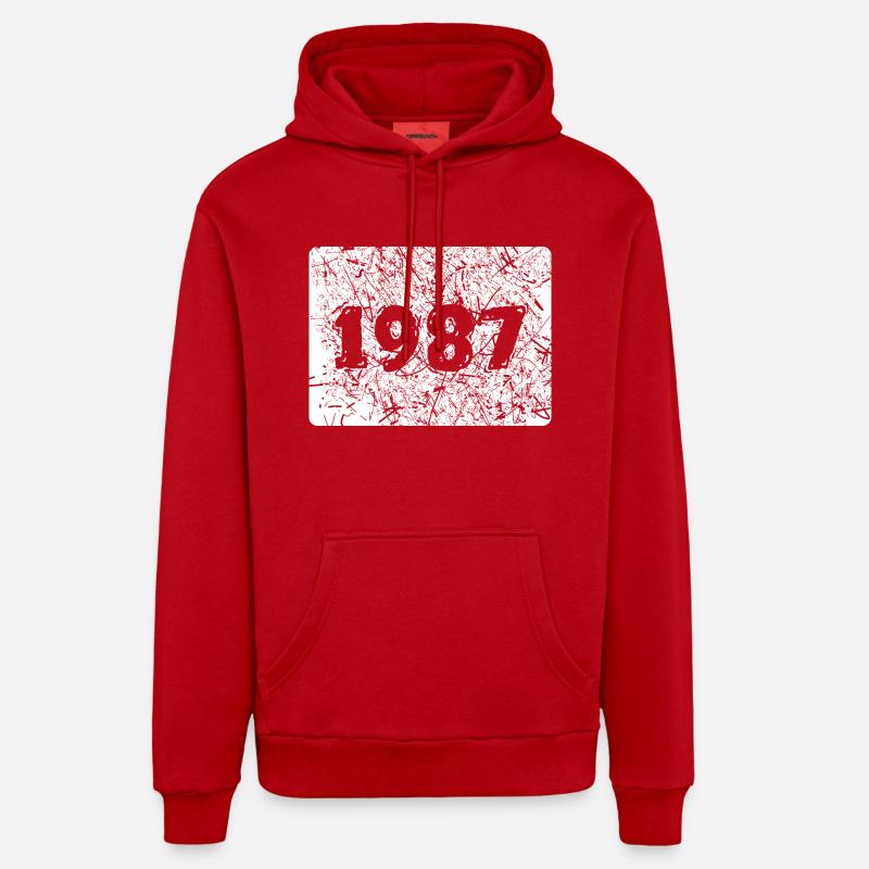 Année 1987 - Sweat à capuche bio décontracté fabriqué en UE - rouge