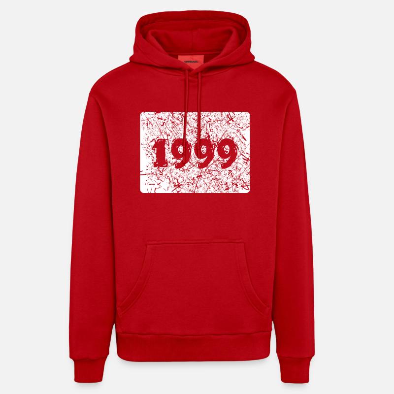 1999 1999 - Sweat à capuche bio décontracté fabriqué en UE - rouge