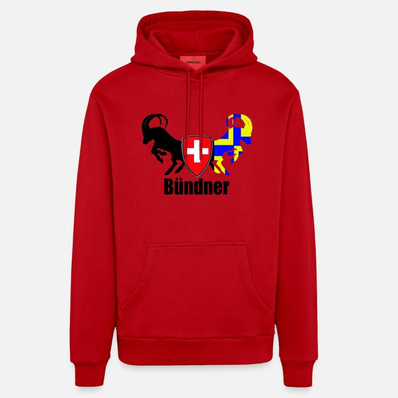 Grisons - Sweat à capuche bio décontracté fabriqué en UE - rouge
