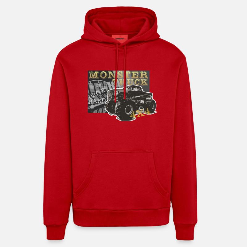 Monstertrck - Sweat à capuche bio décontracté fabriqué en UE - rouge