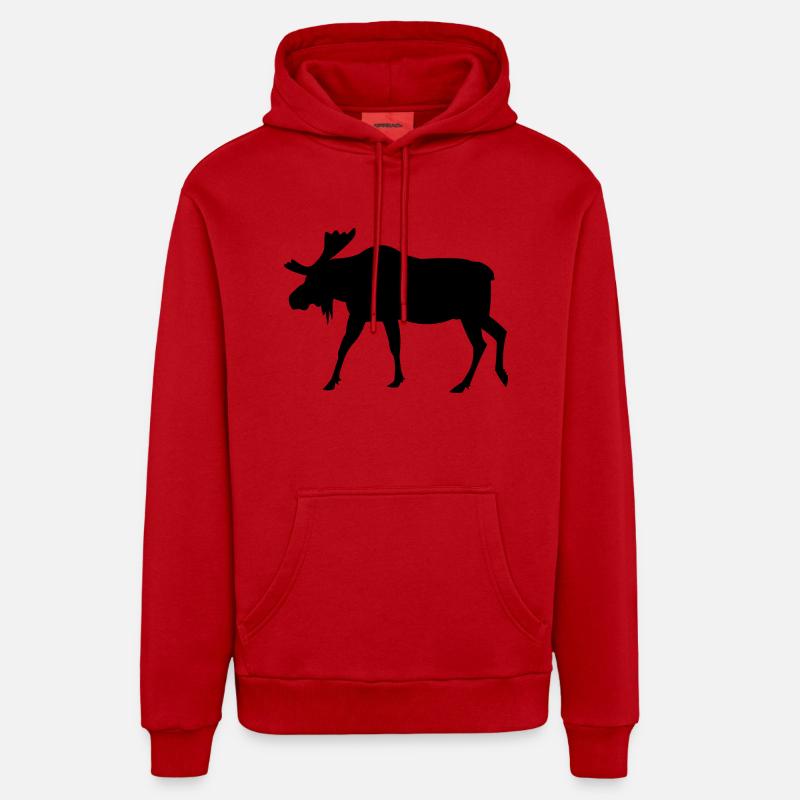 Elk Silhouette Suède Vacances Scandinavie - Sweat à capuche bio décontracté fabriqué en UE - rouge