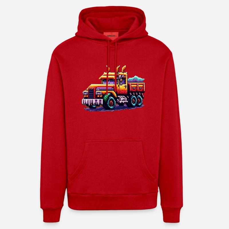 Pixel Camion n° 2 - Sweat à capuche bio décontracté fabriqué en UE - rouge