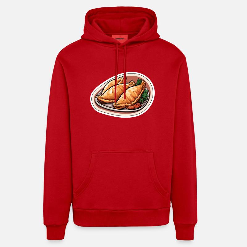 Empanadas aux trois boulettes - Sweat à capuche bio décontracté fabriqué en UE - rouge
