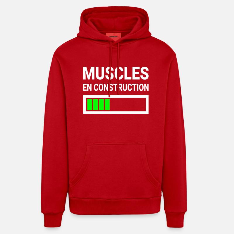 Muscles En Construction Cadeau Drôle - Sweat à capuche bio décontracté fabriqué en UE - rouge