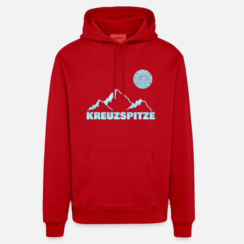 Kreuzspitze d’alpinisme - Sweat à capuche bio décontracté fabriqué en UE - rouge