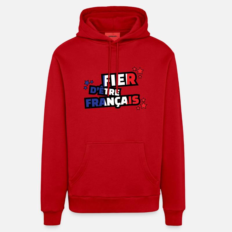 fier d'être francais - Sweat à capuche bio décontracté fabriqué en UE - rouge