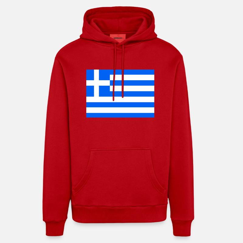 Grèce - Sweat à capuche bio décontracté fabriqué en UE - rouge