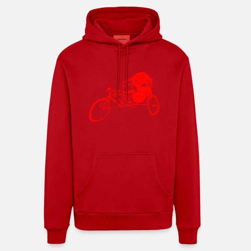 Rickshaw in red Organic Relaxed Hoodie Made in EU