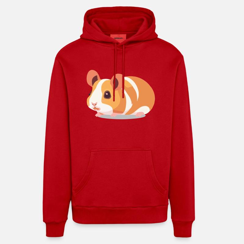 Cochon d’Inde Mignon Marron Blanc - Sweat à capuche bio décontracté fabriqué en UE - rouge