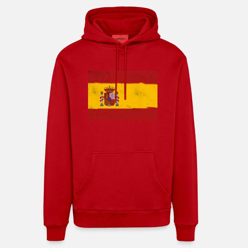 Drapeau de l’Espagne - Sweat à capuche bio décontracté fabriqué en UE - rouge