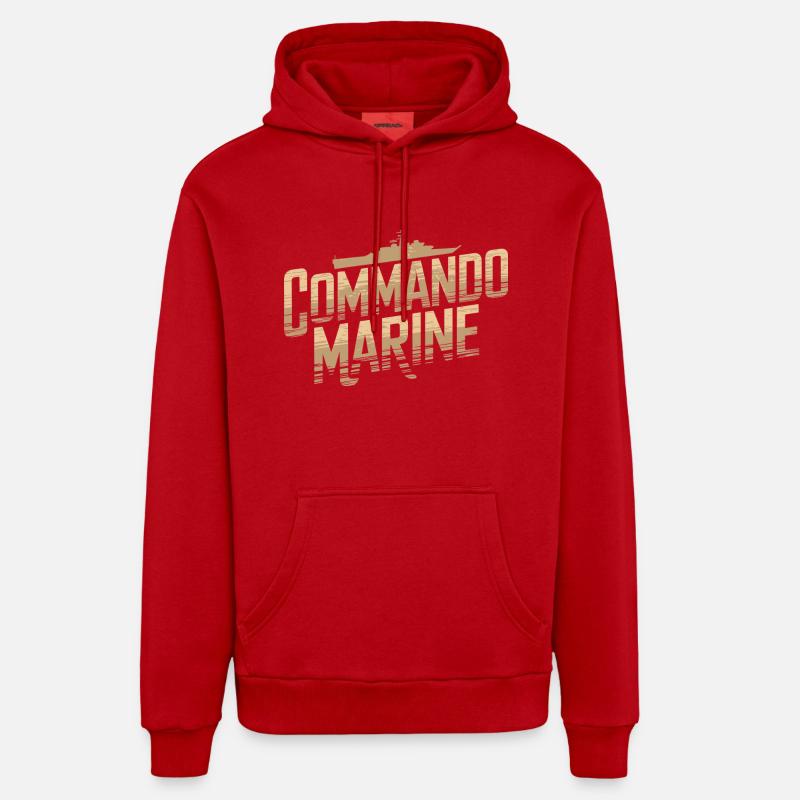 Commando Marine - Sweat à capuche bio décontracté fabriqué en UE - rouge