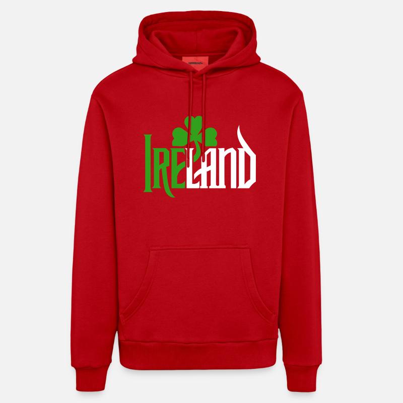 Irlande - Bonne Saint-Patrick - Shamrock - Sweat à capuche bio décontracté fabriqué en UE - rouge