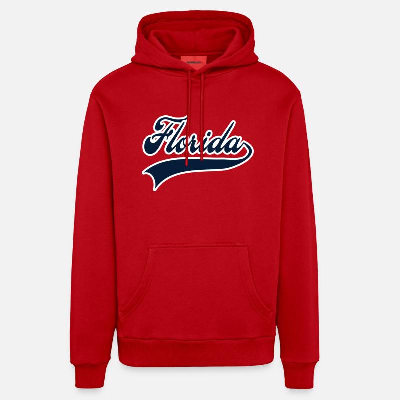 floride marine blanc - Sweat à capuche bio décontracté fabriqué en UE - rouge