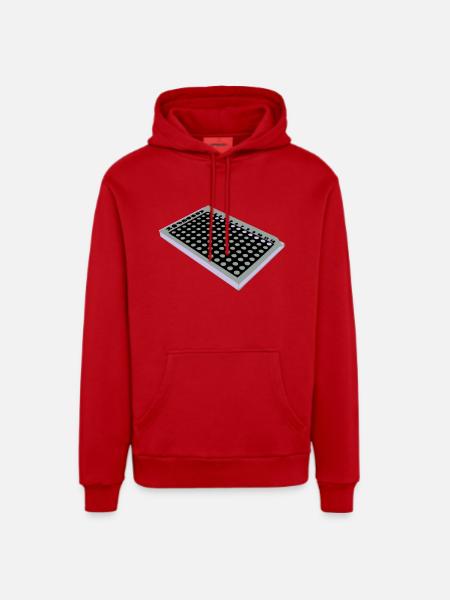 96 Bien Plate / 96 plaque perforée - Sweat à capuche bio décontracté fabriqué en UE - rouge - Devant