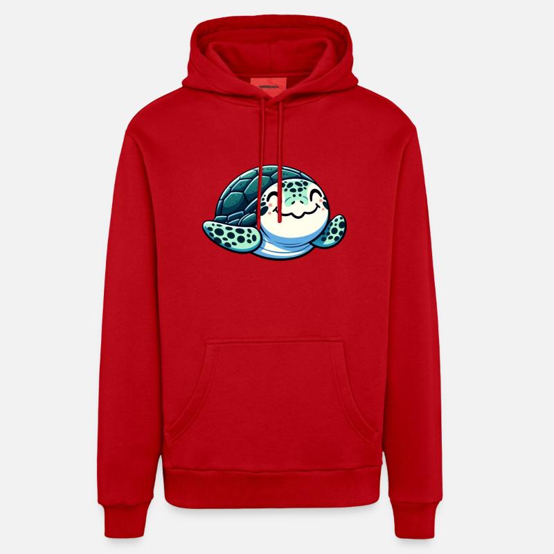 Charmante tortue de mer - Sweat à capuche bio décontracté fabriqué en UE - rouge