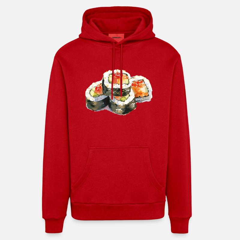 Nourriture pour sushis - Sweat à capuche bio décontracté fabriqué en UE - rouge