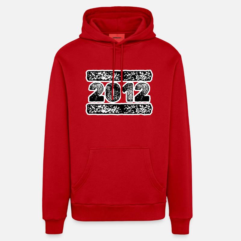 Année 2012 - Sweat à capuche bio décontracté fabriqué en UE - rouge