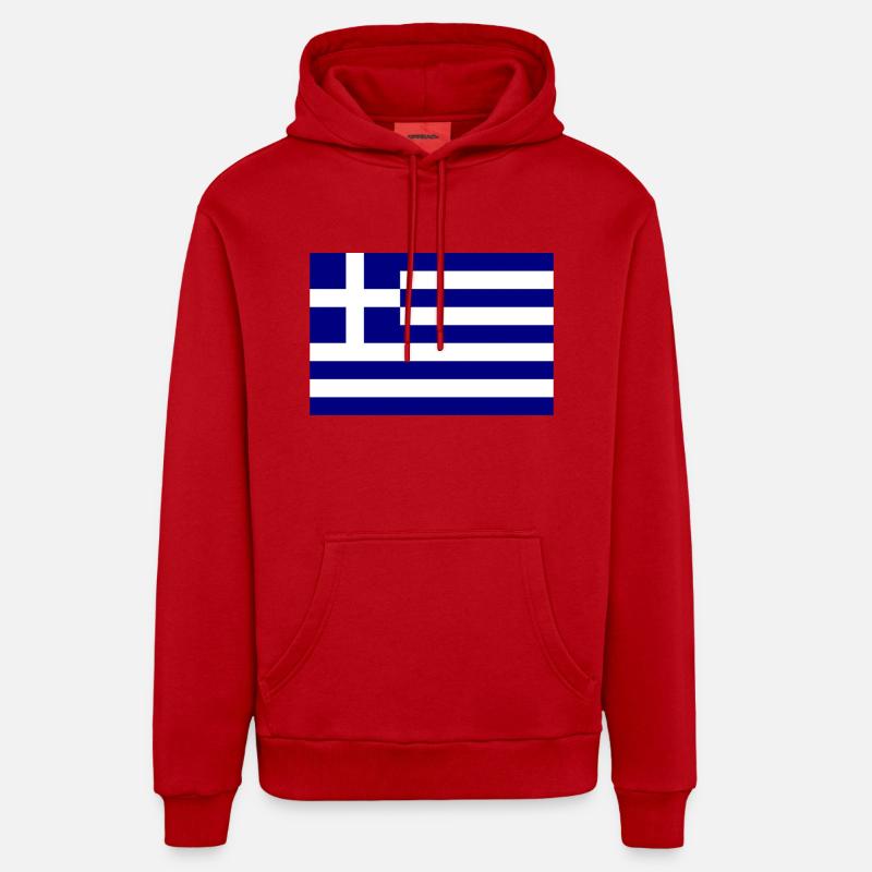 Drapeau de la Grèce - Sweat à capuche bio décontracté fabriqué en UE - rouge