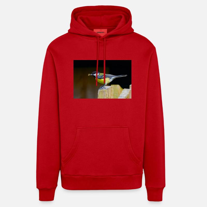 Great Tit with Spider Organic Relaxed Hoodie Made in EU