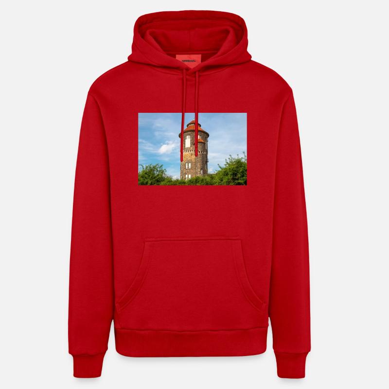 château d’eau Wasserturm Bahnwasserturm Osnabrück - Sweat à capuche bio décontracté fabriqué en UE - rouge