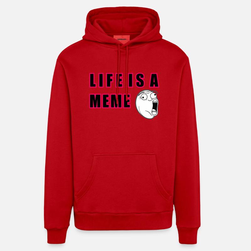 la vie est un mème - Sweat à capuche bio décontracté fabriqué en UE - rouge