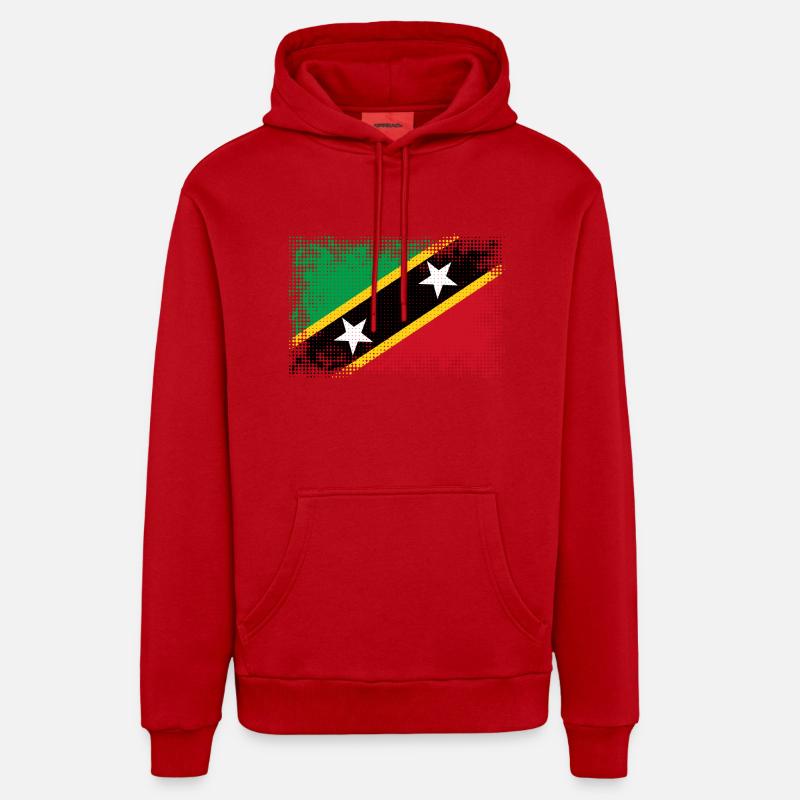 Drapeau Pays Saint-Kitts-et-Nevis - Sweat à capuche bio décontracté fabriqué en UE - rouge