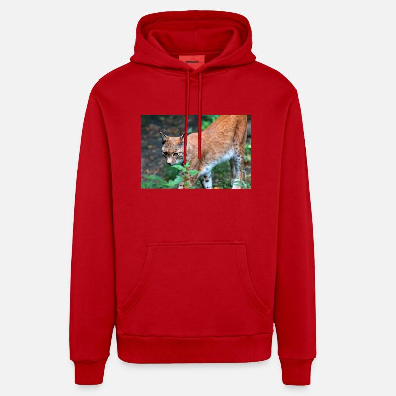 Eurasischer Luchs oder Nördlicher Luchs - Organic Relaxed Hoodie Made in EU - Rot