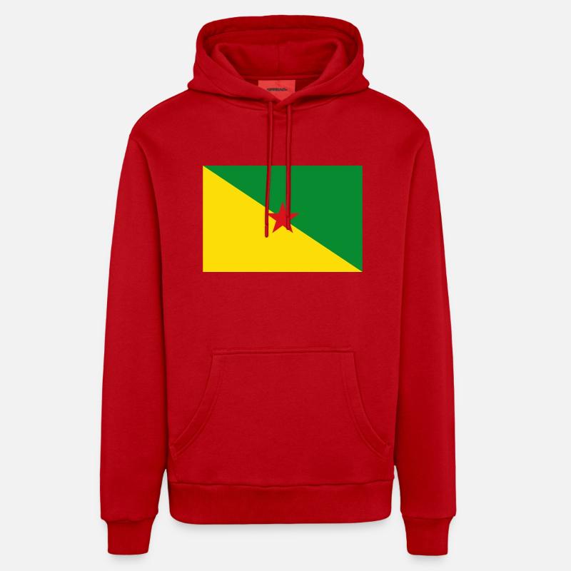 Guyane française - Sweat à capuche bio décontracté fabriqué en UE - rouge