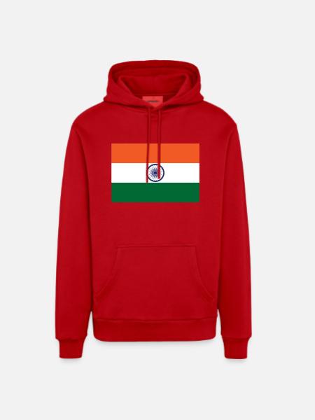 Inde - Sweat à capuche bio décontracté fabriqué en UE - rouge