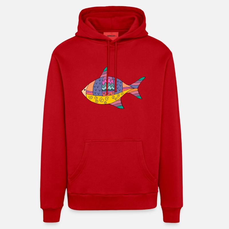 Poisson - Sweat à capuche bio décontracté fabriqué en UE - rouge
