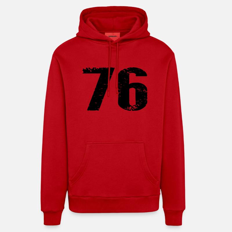 Justaucorps à 76 chiffres - Sweat à capuche bio décontracté fabriqué en UE - rouge