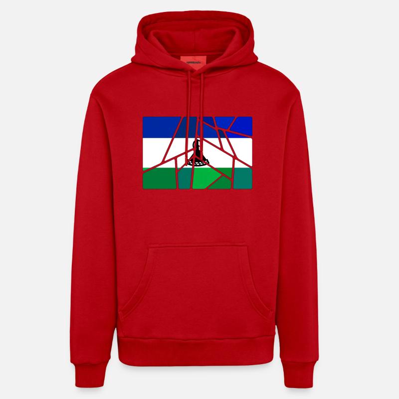 Cadeau pour le Lesotho - Sweat à capuche bio décontracté fabriqué en UE - rouge