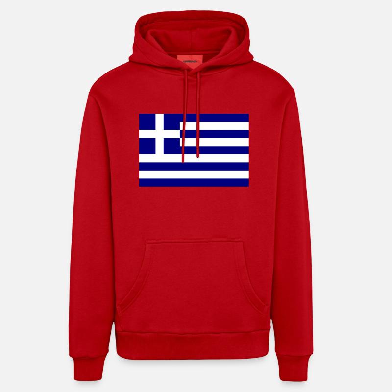 Drapeau Athènes Grèce - Sweat à capuche bio décontracté fabriqué en UE - rouge