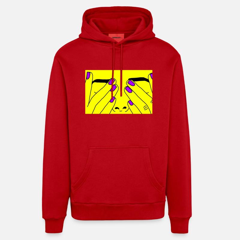 Face jaune - Sweat à capuche bio décontracté fabriqué en UE - rouge